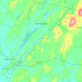 Topografische Karte Somerville, Höhe, Relief