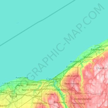Topografische Karte Cuyahoga County, Höhe, Relief