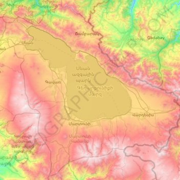 Topografische Karte Provinz Gegharkunik, Höhe, Relief