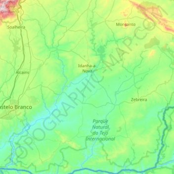 Topografische Karte Idanha-a-Nova, Höhe, Relief