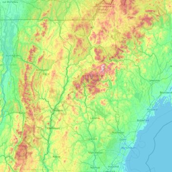 Topografische Karte New Hampshire, Höhe, Relief