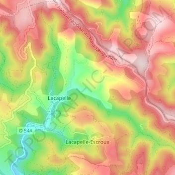 Topografische Karte Escroux, Höhe, Relief