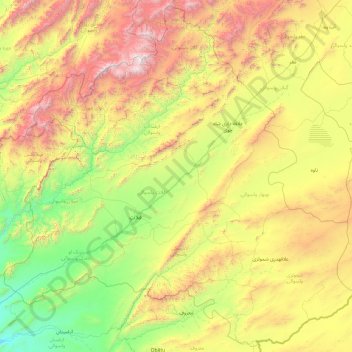 Topografische Karte Zabul Province, Höhe, Relief