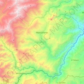 Topografische Karte Manzanares, Höhe, Relief