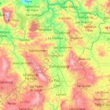 Topografische Karte Comayagua, Höhe, Relief