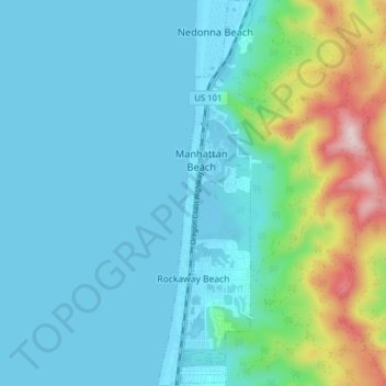 Topografische Karte Rockaway Beach, Höhe, Relief