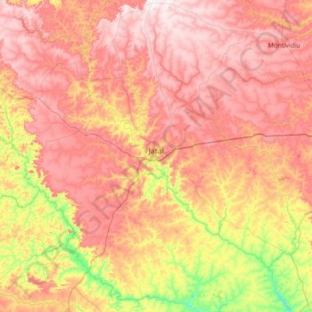 Topografische Karte Jataí, Höhe, Relief