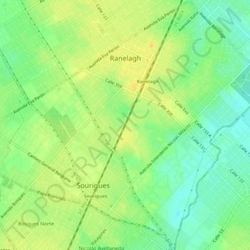Topografische Karte Ranelagh, Höhe, Relief