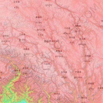 Topografische Karte Qamdo, Höhe, Relief