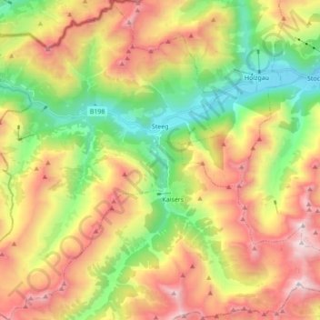 Topografische Karte Steeg, Höhe, Relief
