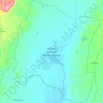 Topografische Karte Gorongosa Nationalpark, Höhe, Relief
