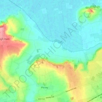 Topografische Karte Pitney, Höhe, Relief