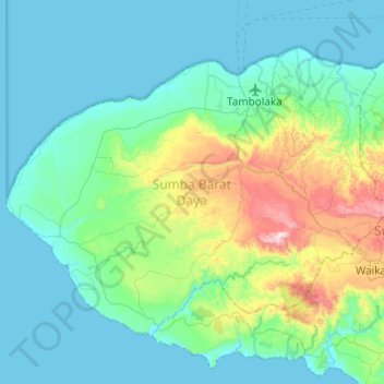 Topografische Karte Sumba Barat Daya, Höhe, Relief