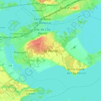Topografische Karte Île Perrot, Höhe, Relief