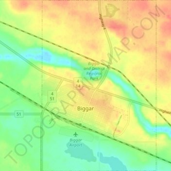 Topografische Karte Biggar, Höhe, Relief