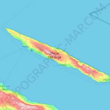 Topografische Karte Ilha de São Jorge, Höhe, Relief