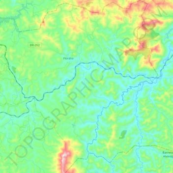 Topografische Karte Florália, Höhe, Relief