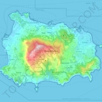 Topografische Karte Ischia, Höhe, Relief