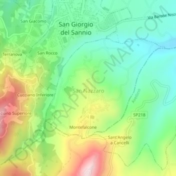 Topografische Karte San Nazzaro, Höhe, Relief