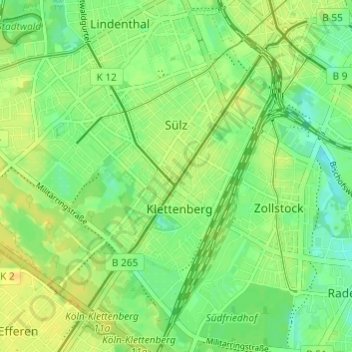 Topografische Karte Sülz, Höhe, Relief
