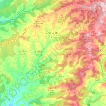 Topografische Karte la Palma d'Ebre, Höhe, Relief