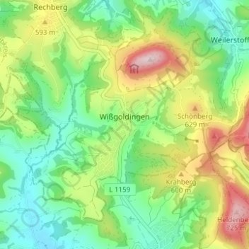 Topografische Karte Wißgoldingen, Höhe, Relief