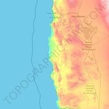 Topografische Karte Provincia de Iquique, Höhe, Relief
