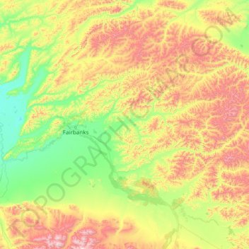 Topografische Karte Fairbanks North Star, Höhe, Relief