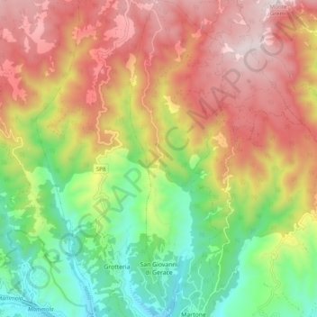 Topografische Karte San Giovanni di Gerace, Höhe, Relief