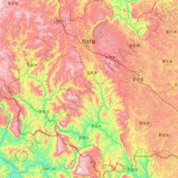 Topografische Karte Napo County, Höhe, Relief