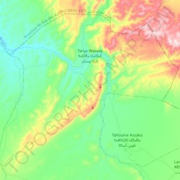 Topografische Karte Targa Wassay, Höhe, Relief