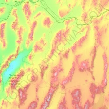 Topografische Karte Lander County, Höhe, Relief