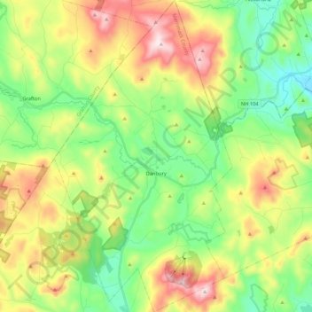 Topografische Karte Danbury, Höhe, Relief