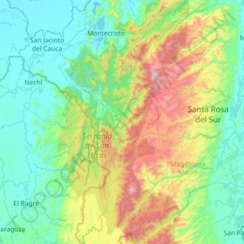 Topografische Karte Montecristo, Höhe, Relief