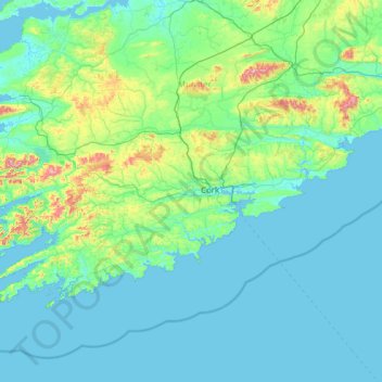Topografische Karte County Cork, Höhe, Relief