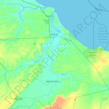 Topografische Karte Aracati, Höhe, Relief