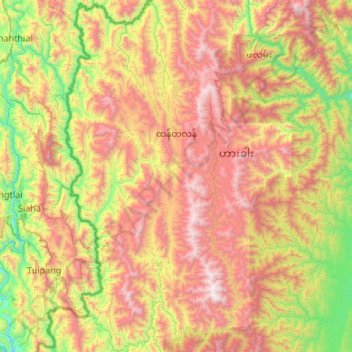 Topografische Karte ထန်တလန်, Höhe, Relief