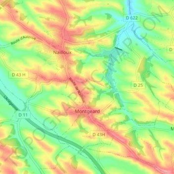 Topografische Karte Montgeard, Höhe, Relief