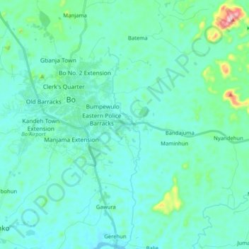 Topografische Karte Tibo, Höhe, Relief