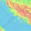 Topografische Karte Dalmatien, Höhe, Relief