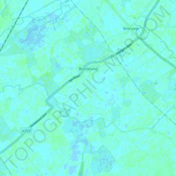 Topografische Karte Brookland, Höhe, Relief