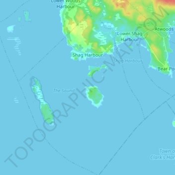 Topografische Karte Shag Harbour, Höhe, Relief