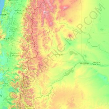 Topografische Karte Provinz Neuquén, Höhe, Relief