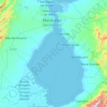 Topografische Karte Maracaibo-See, Höhe, Relief