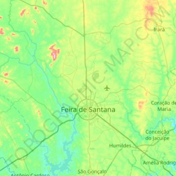 Topografische Karte Feira de Santana, Höhe, Relief