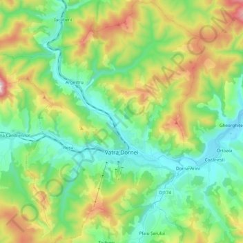 Topografische Karte Dorna-Watra, Höhe, Relief