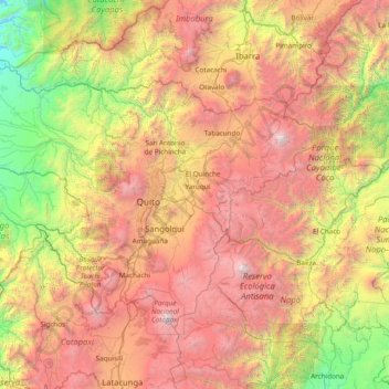 Topografische Karte Pichincha, Höhe, Relief