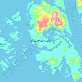 Topografische Karte Isla Vancouver, Höhe, Relief