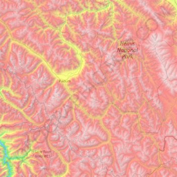 Topografische Karte Zanskar tehsil, Höhe, Relief