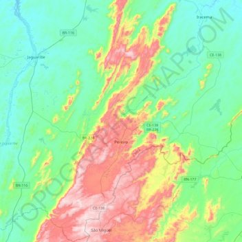 Topografische Karte Pereiro, Höhe, Relief
